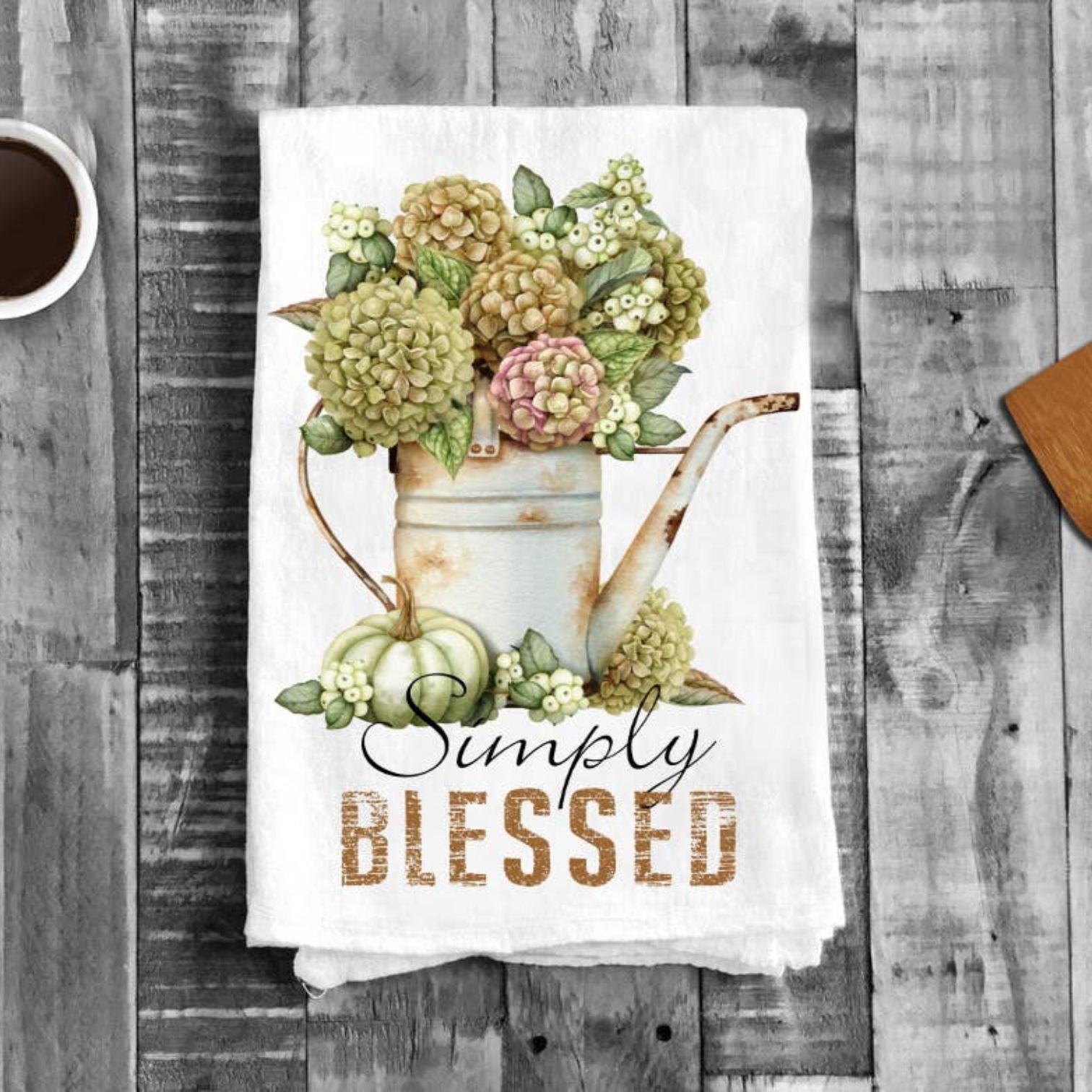 Fall Autumn Simply Blessed Cotton Tea Towels Kitchen