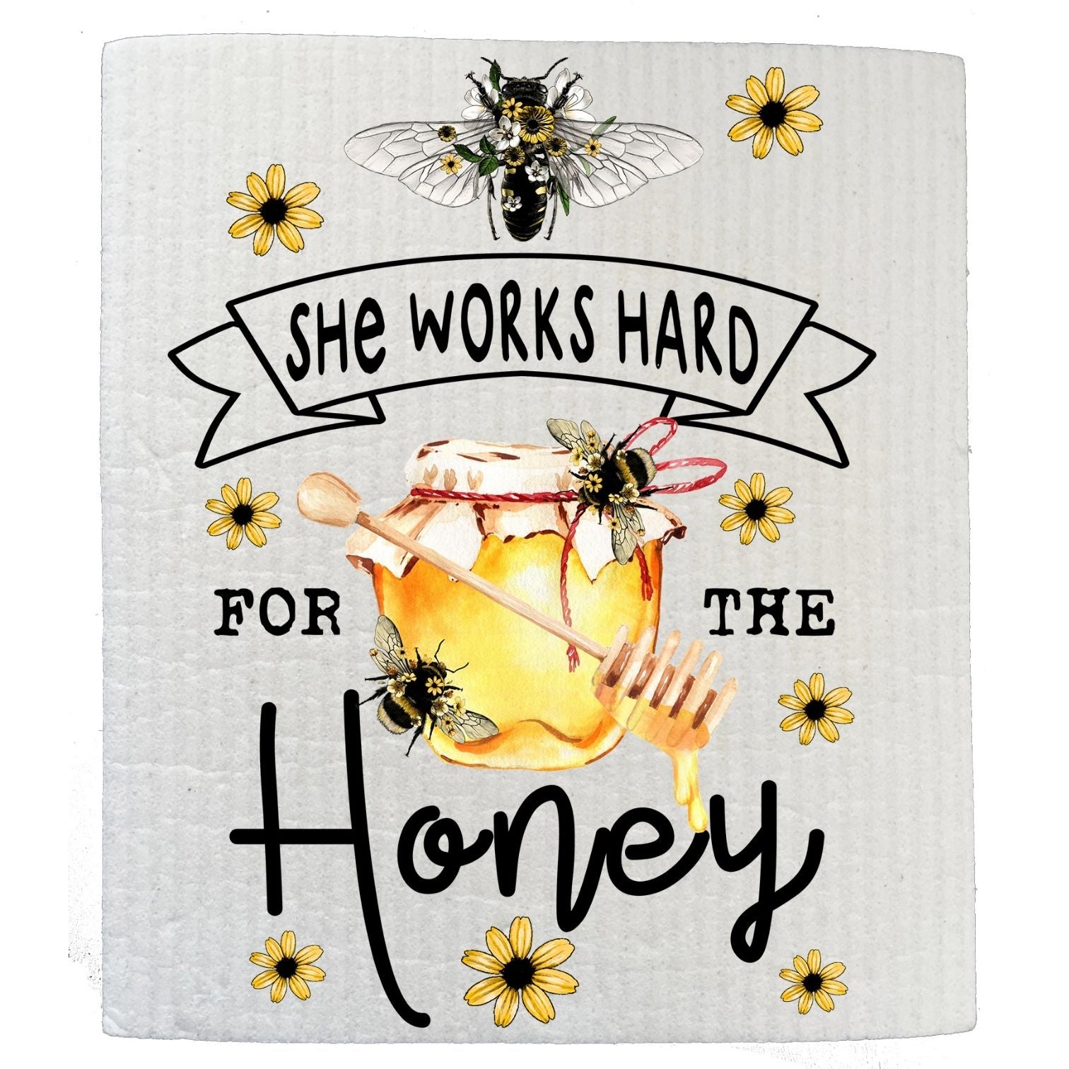 She Works Hard for the Honey Bees Kitchen SWEDISH DISH CLOTH | Jessy Lane