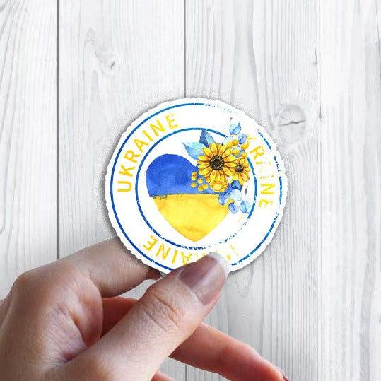 Ukraine Heart Sunflower Yellow Blue Sticker