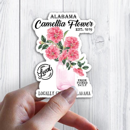 Alabama State Flower Camellia Souvenir Sticker | Jessy Lane