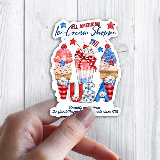 All American Ice Cream Patriotic USA Sticker