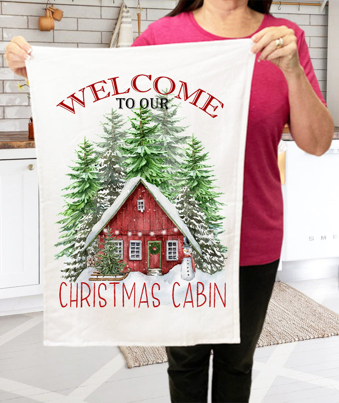 Christmas Welcome to our Cabin Kitchen Terry Towel