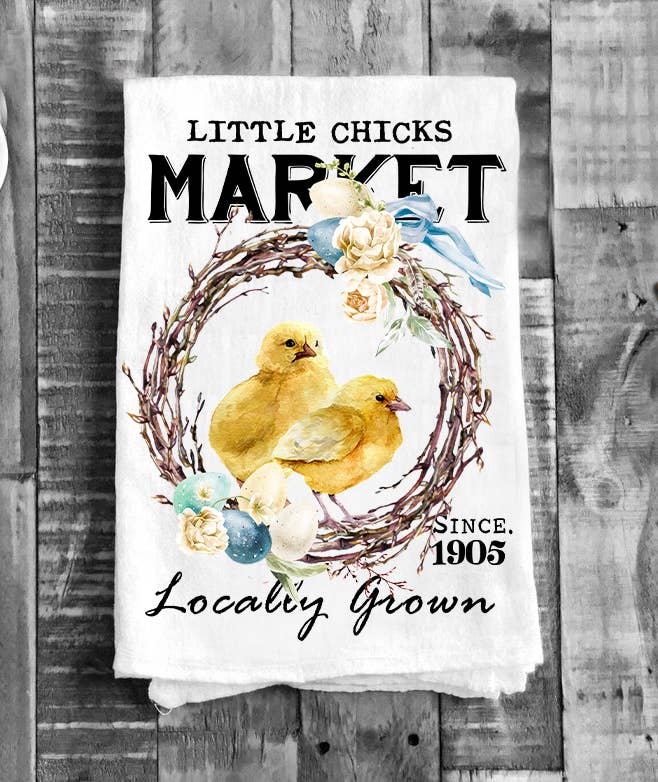 Easter Little Chicks Market Flour Sack Tea Towel Kitchen