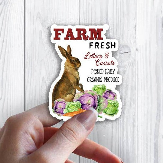 Easter Farm Lettuce Carrot Bunny Waterproof Vinyl Sticker