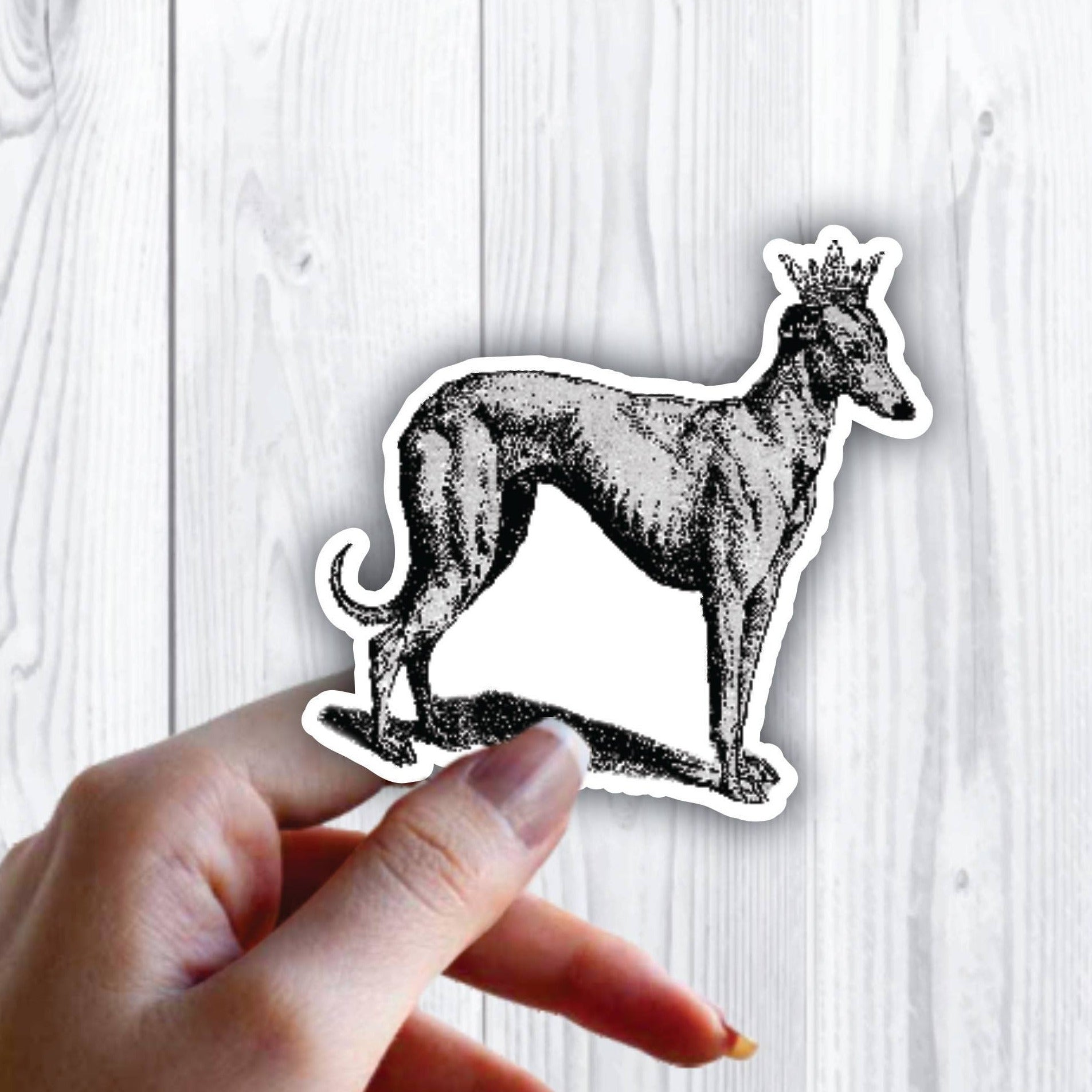 White Greyhound Dog Crown Sticker