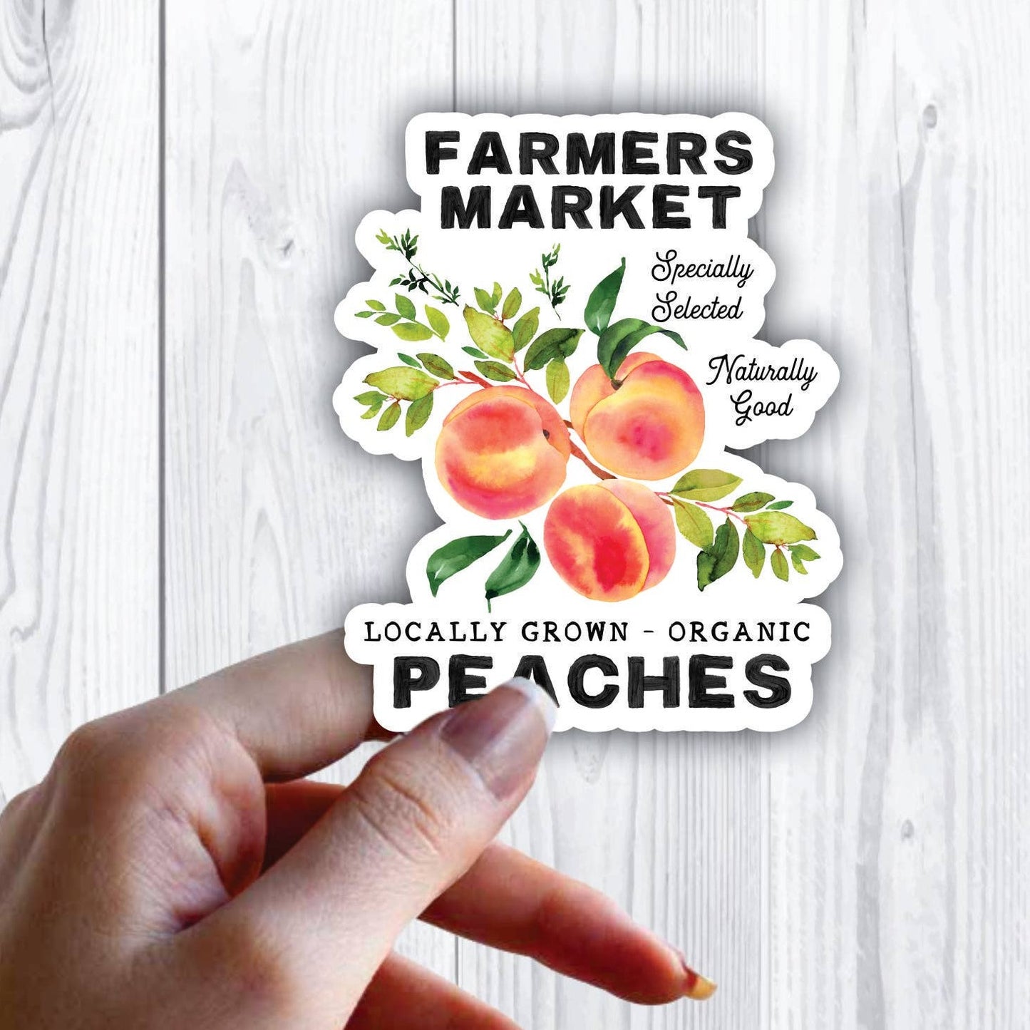 Farmers Market Organic Peachs Sticker Waterproof Vinyl