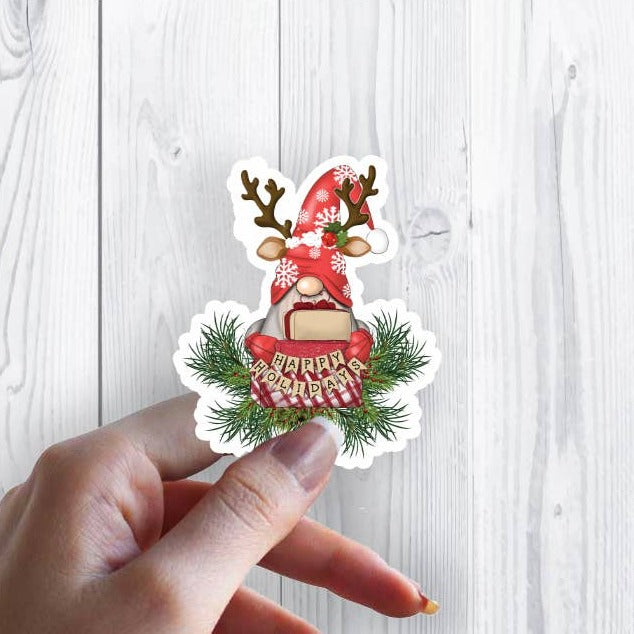 Christmas Gnome Reindeer Sticker
