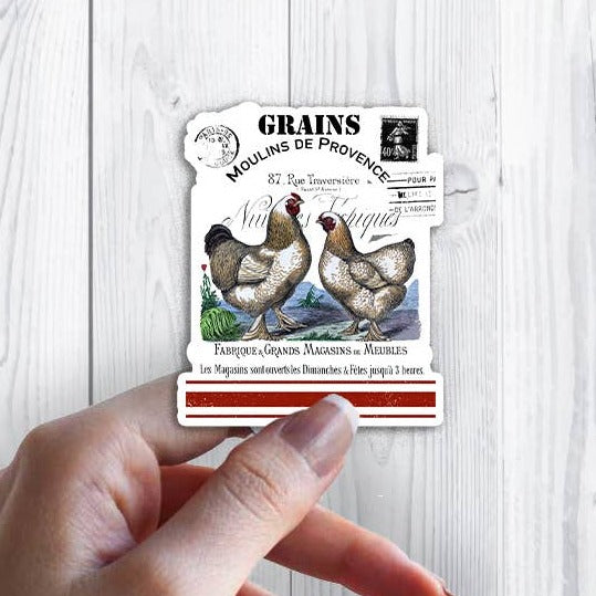 French Country Farm Chickens Sticker