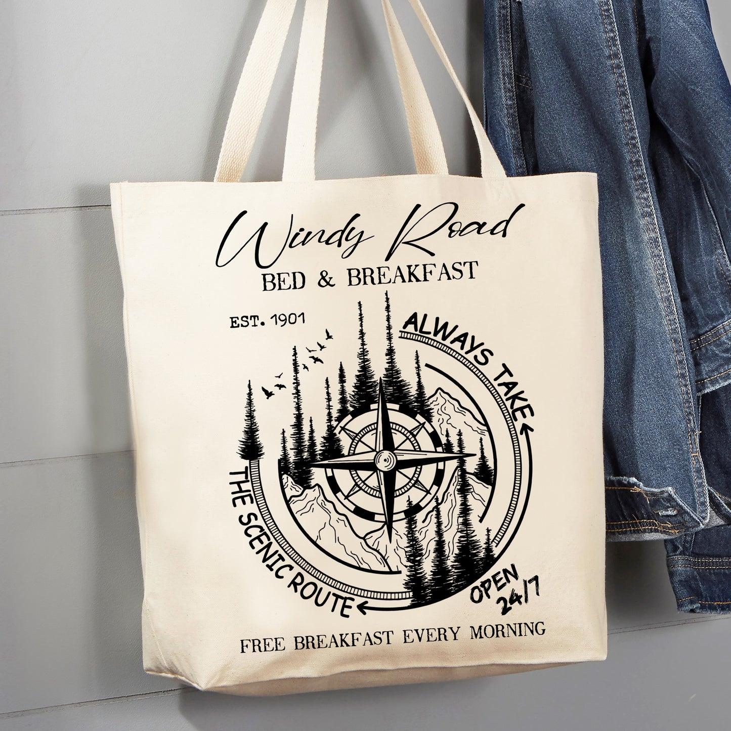 Windy Road Bed & Breakfast Always Take the Scenic Route Canvas Tote Bag