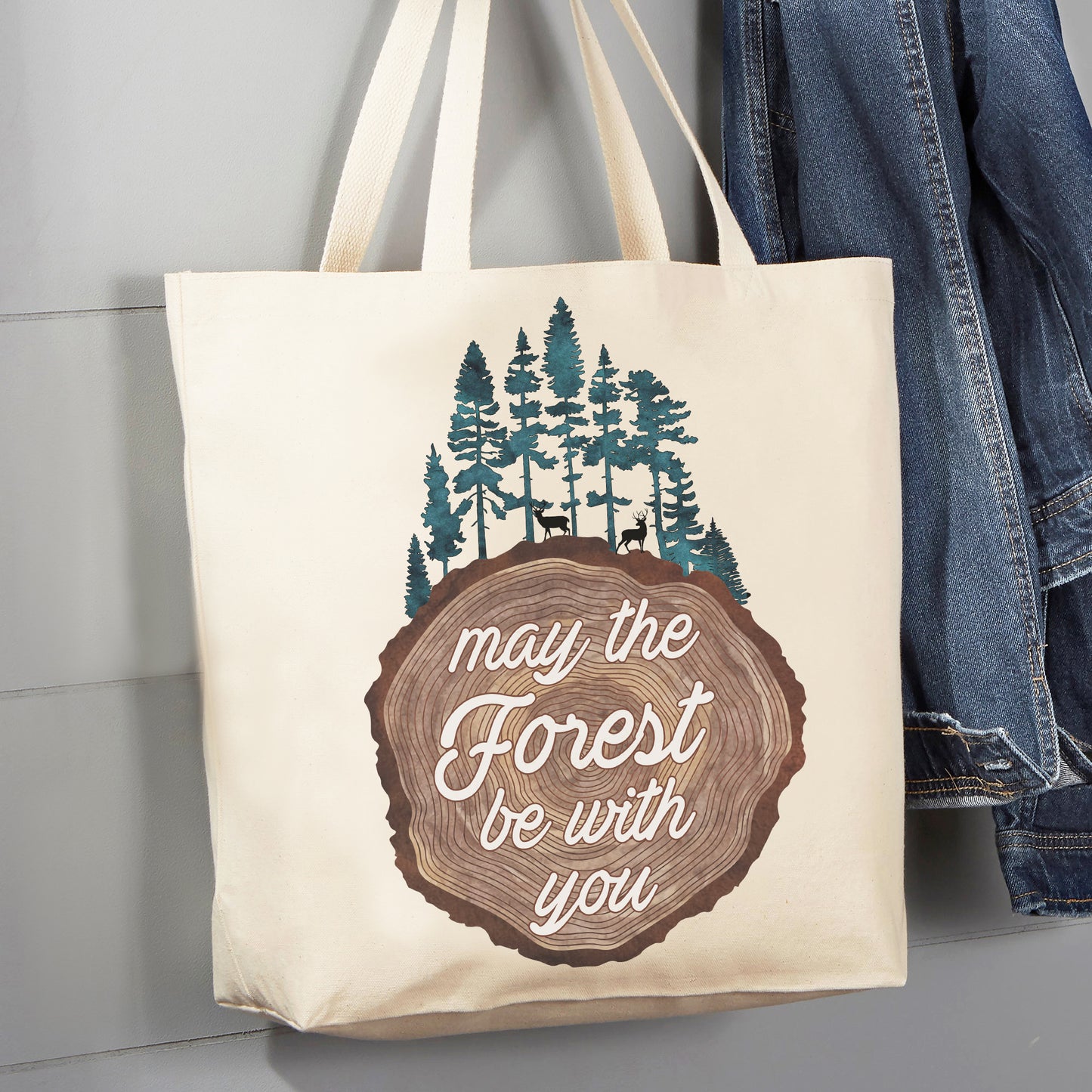 May The Forest be with you camping hiking Canvas Tote Bag