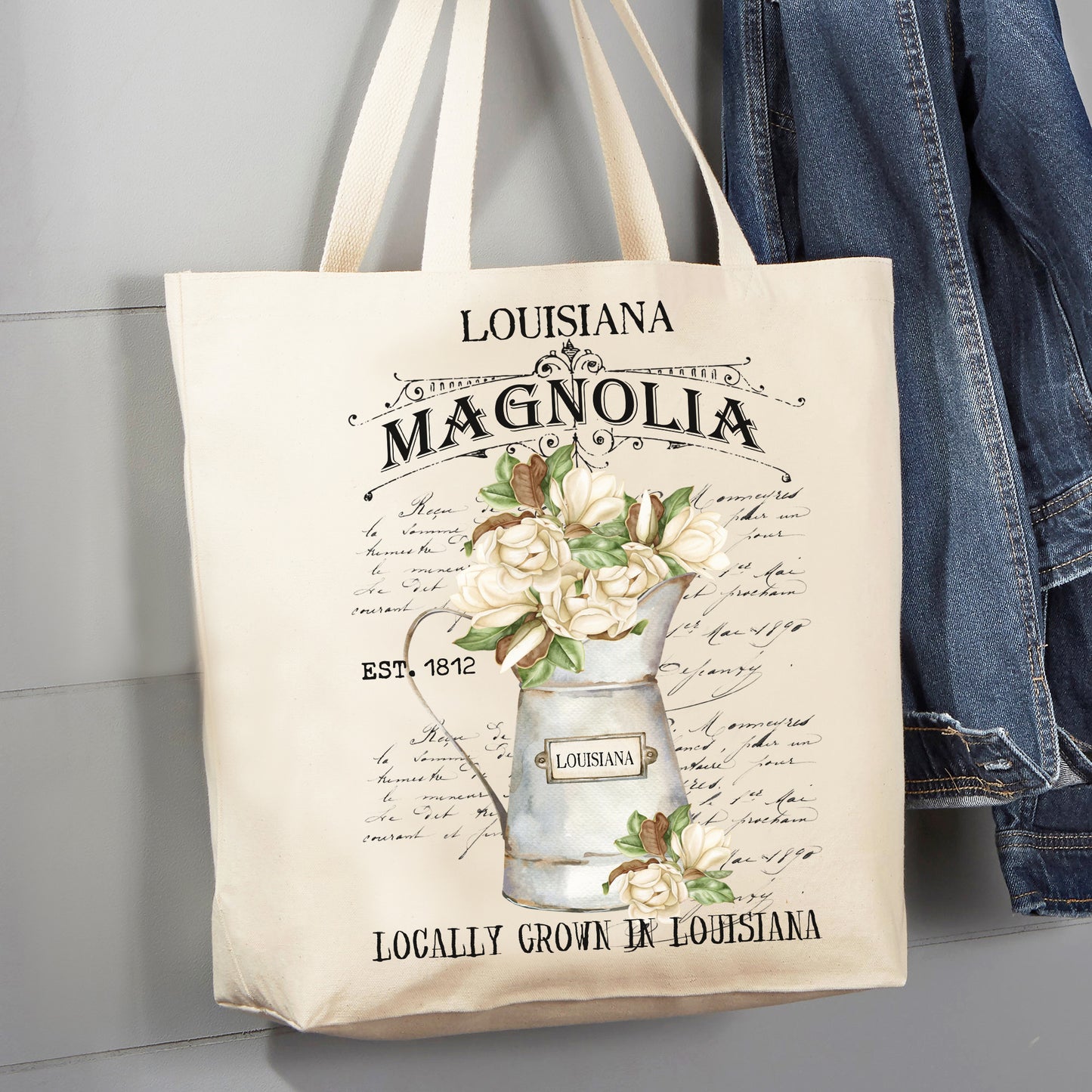 Louisana State Flower Magnolia Canvas Tote Bag