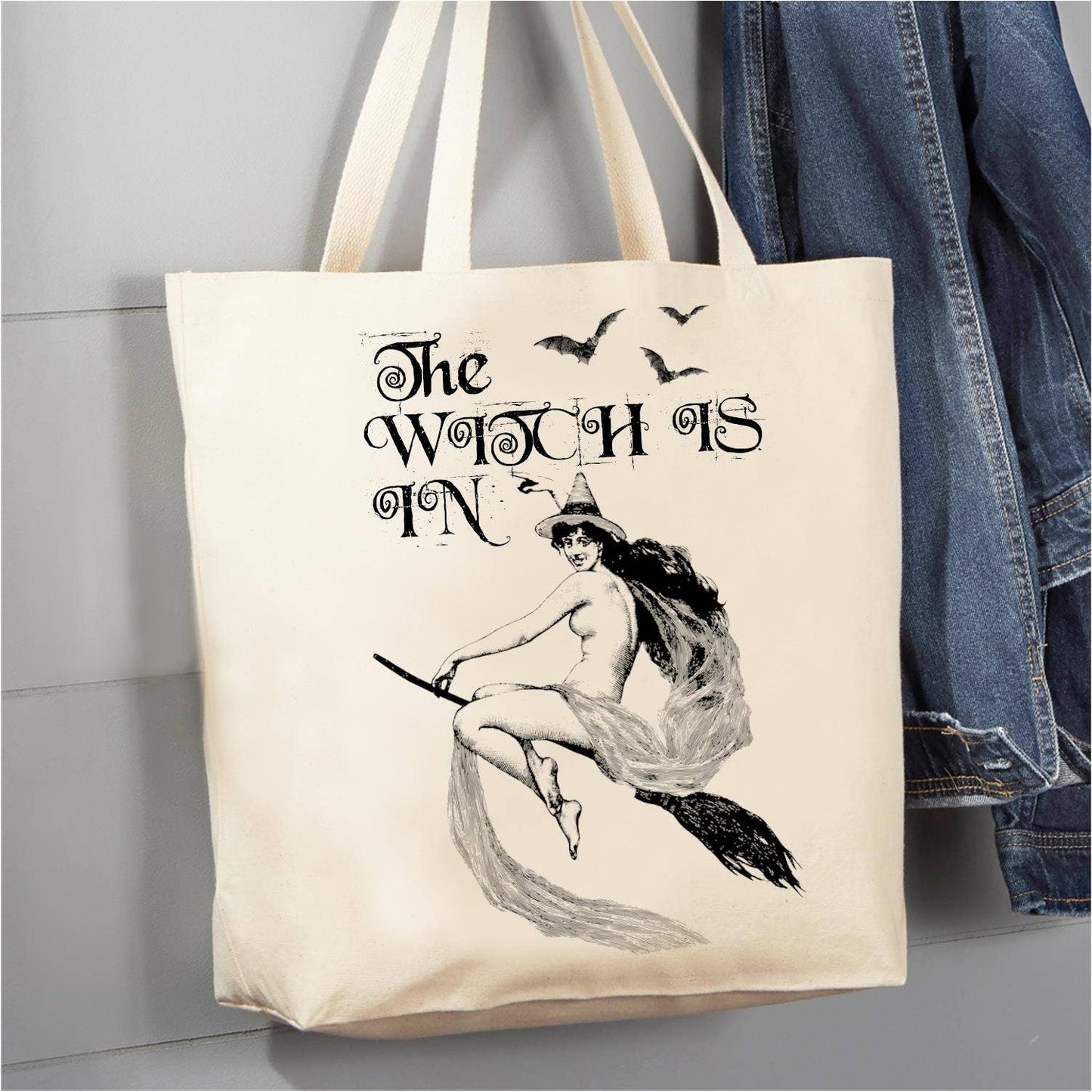 The Witch is In Halloween 12 oz Canvas Tote Bag