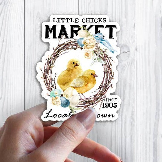 Easter Little Chicks Market Sticker Waterproof Vinyl