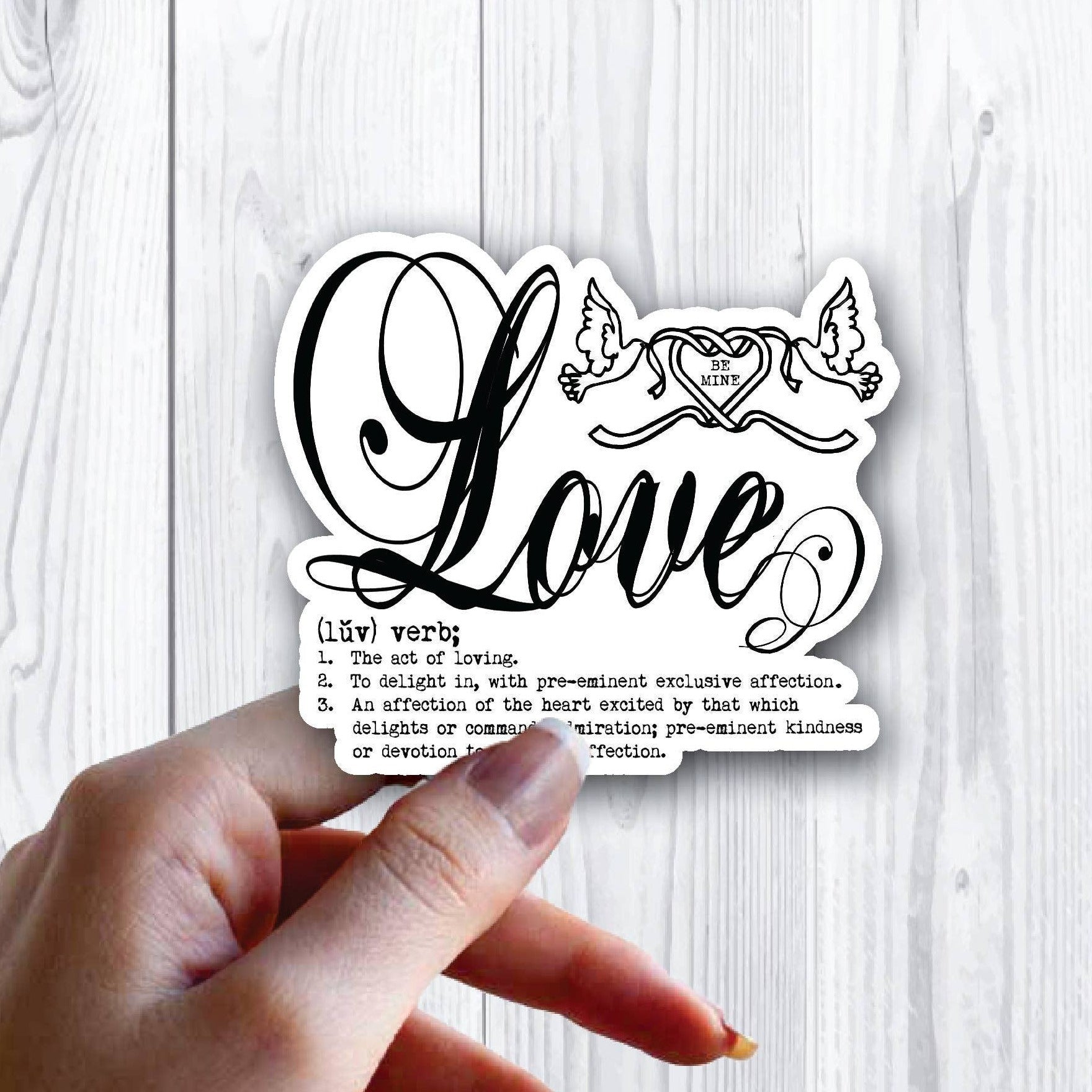 Love Definition Heart Fancy Cursive Sticker