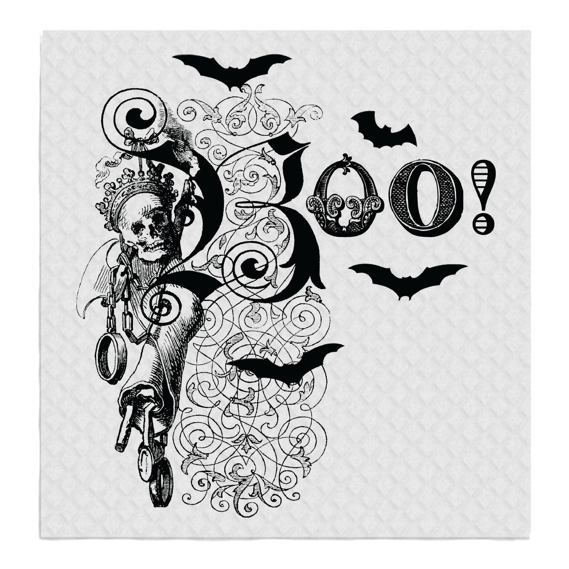 Boo! Fancy Bats Skull Swirls halloween SWEDISH DISH CLOTHS