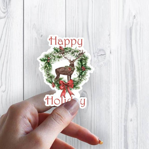 Rustic Country Christmas Holiday Sticker