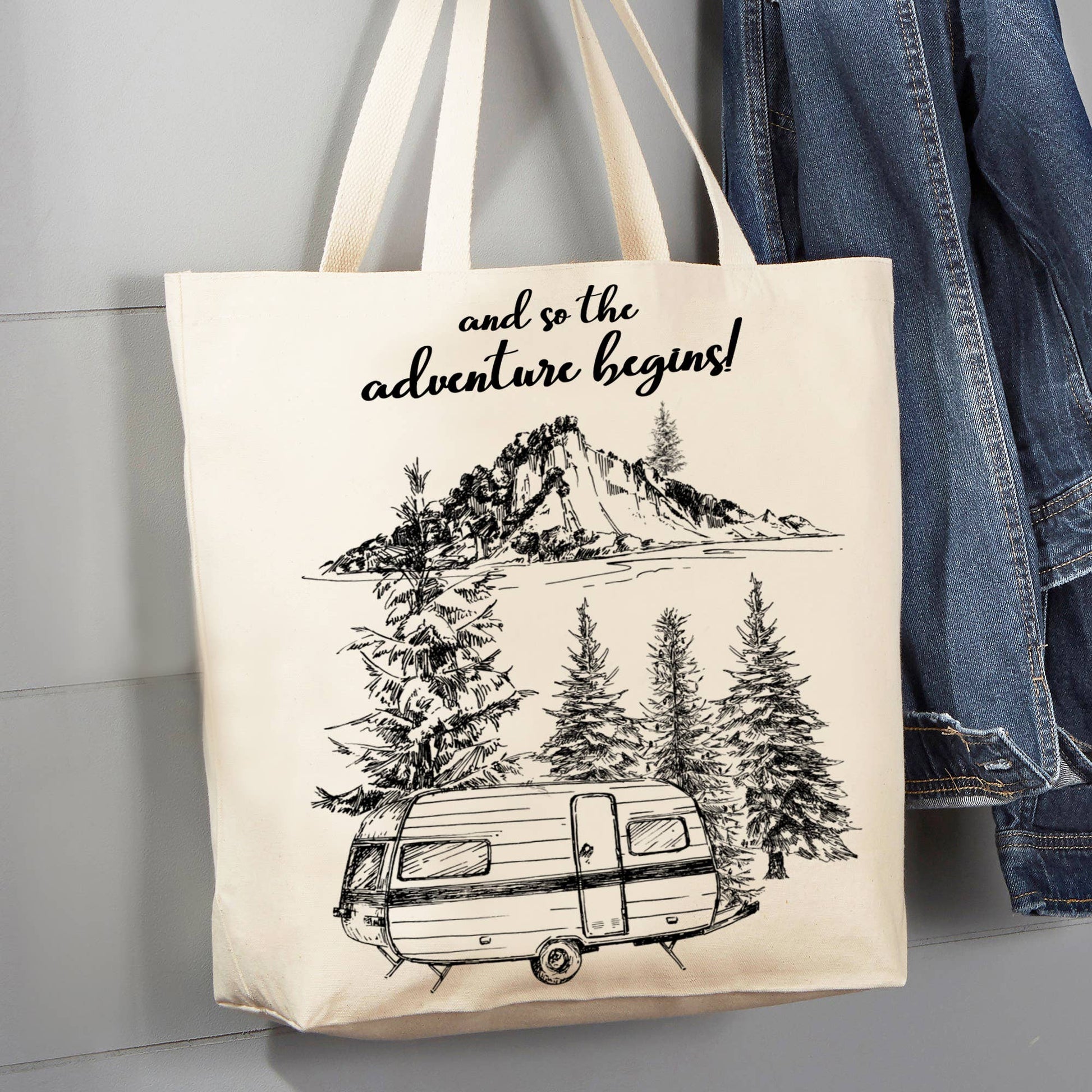 And so the adventure Begins Camping 12 oz Canvas Tote Bag