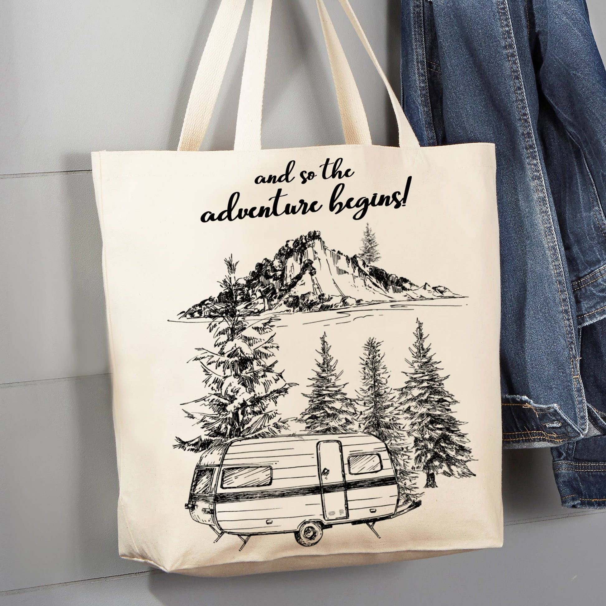 And so the adventure Begins Camping 12 oz Canvas Tote Bag