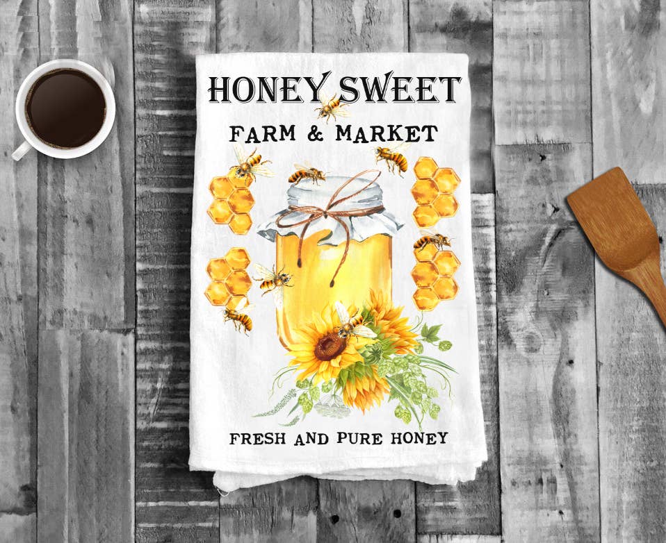 Modern Farm House Honey Sweet Bees Cotton Tea Towels