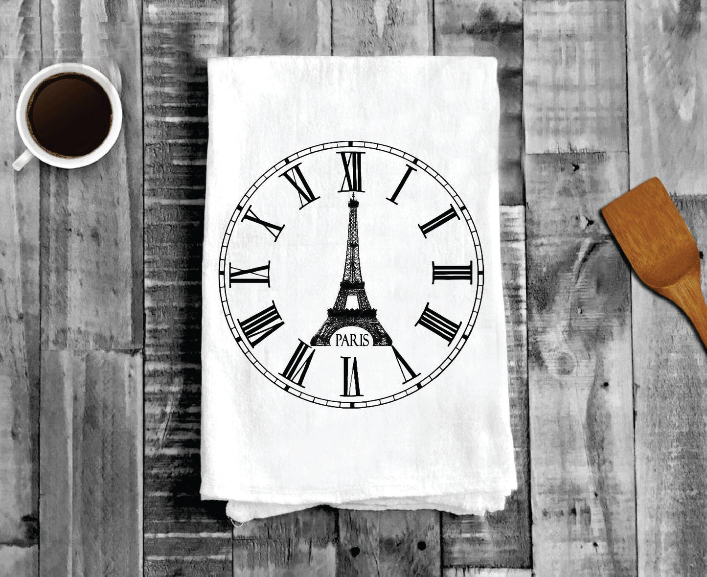 Paris Eifel Tower Clock, Cotton Tea Towels