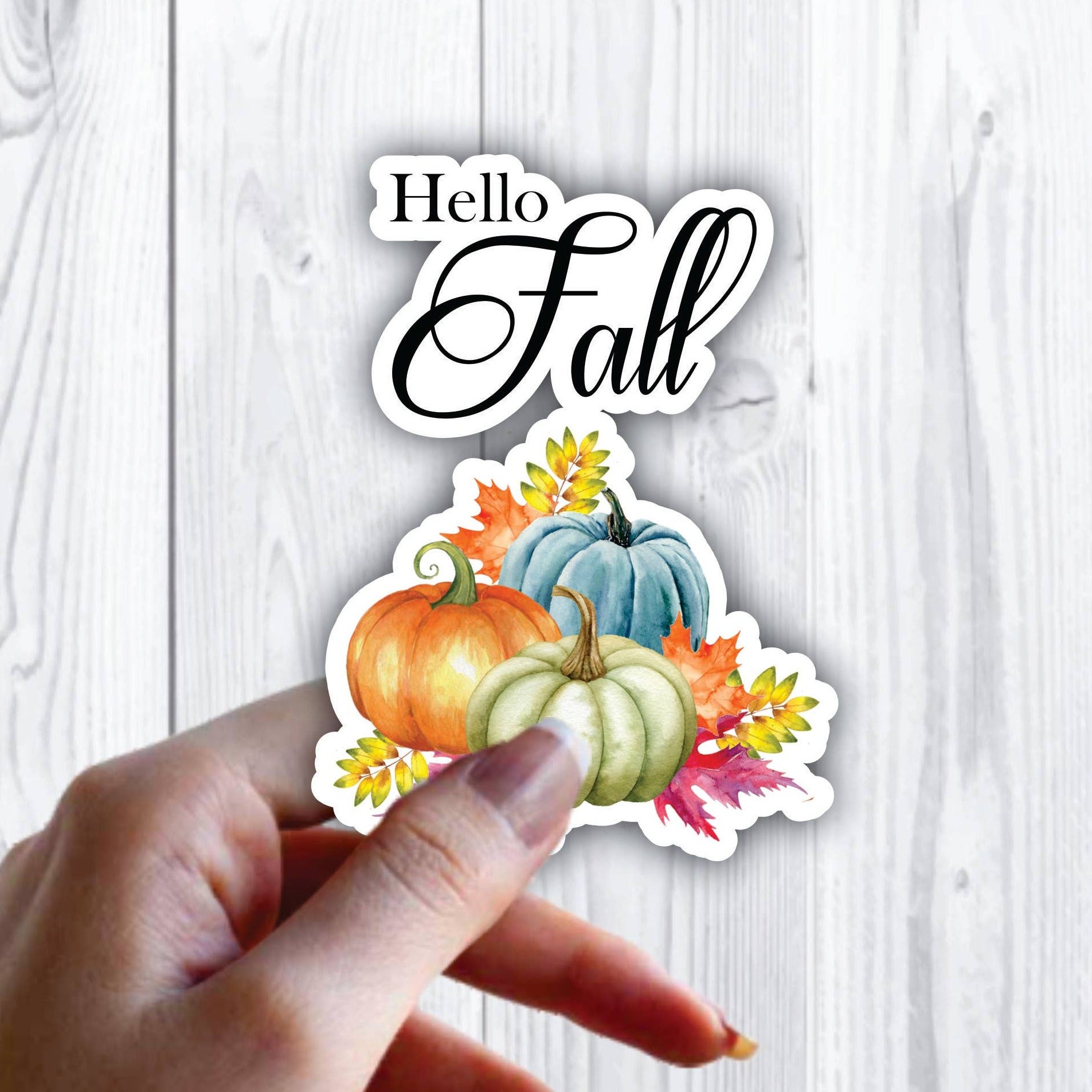 Hello Fall Autumn Color Pumpkin Sticker