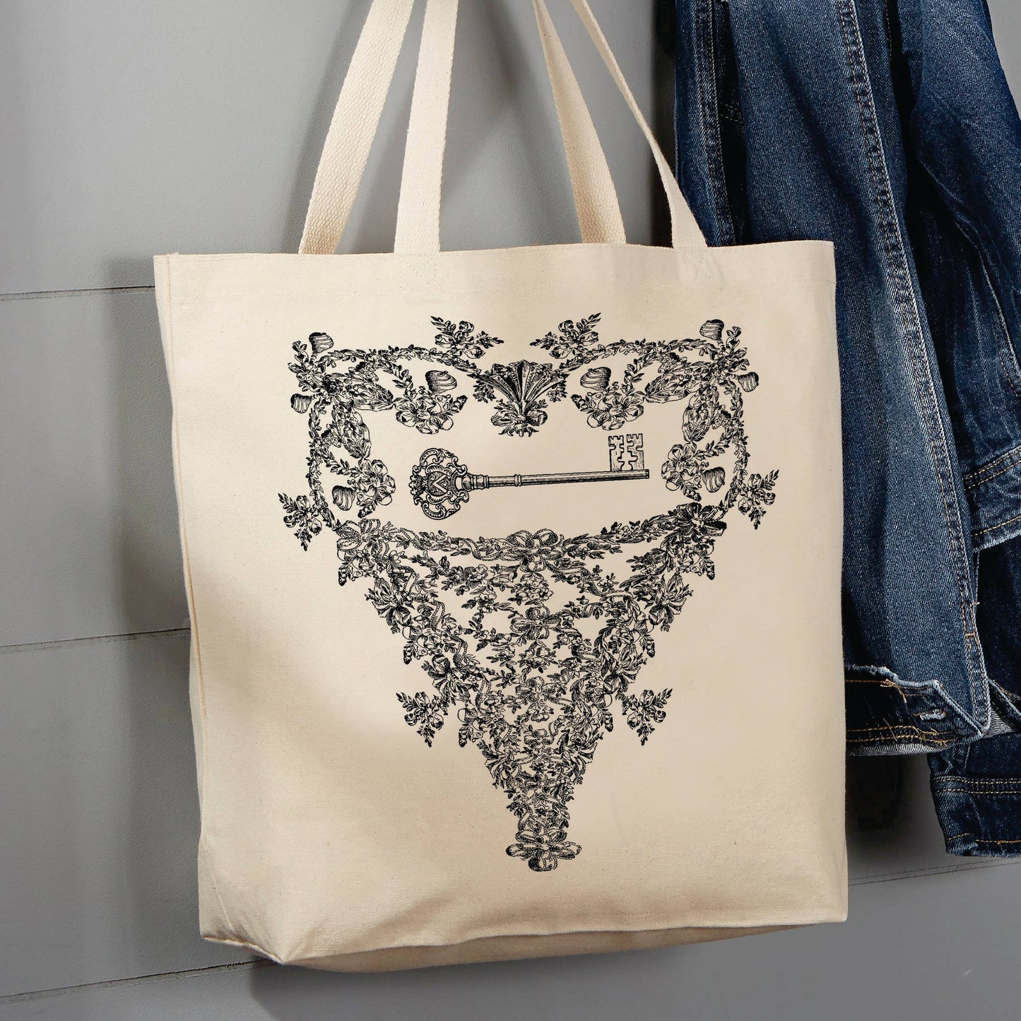 Victorian Heart, Key to my Heart, 12 oz  Tote Bag