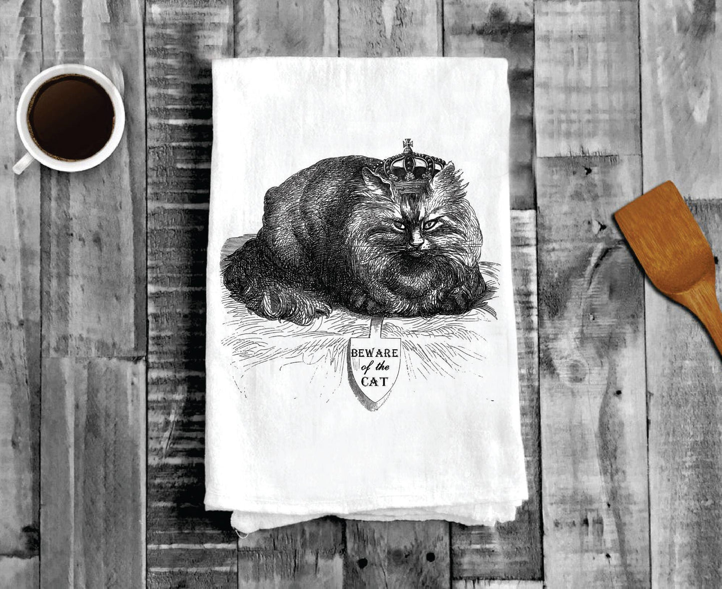 Beware of the Cat Crown, Cotton Tea Towels