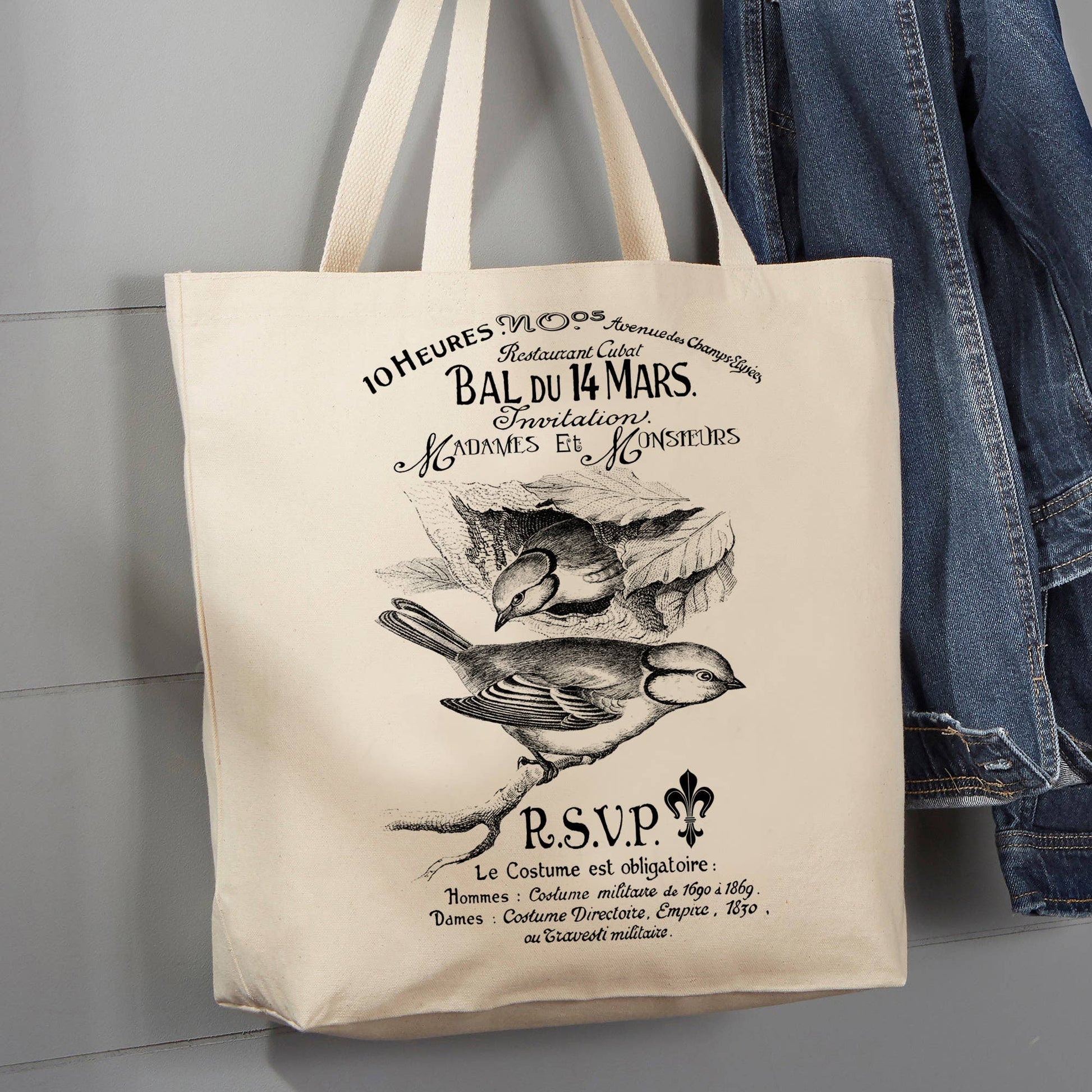 Birds RSVP French, 12 oz  Tote Bag