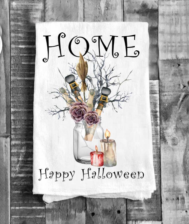 Home Haunted Happy Halloween Cotton Tea Towels Kitchen