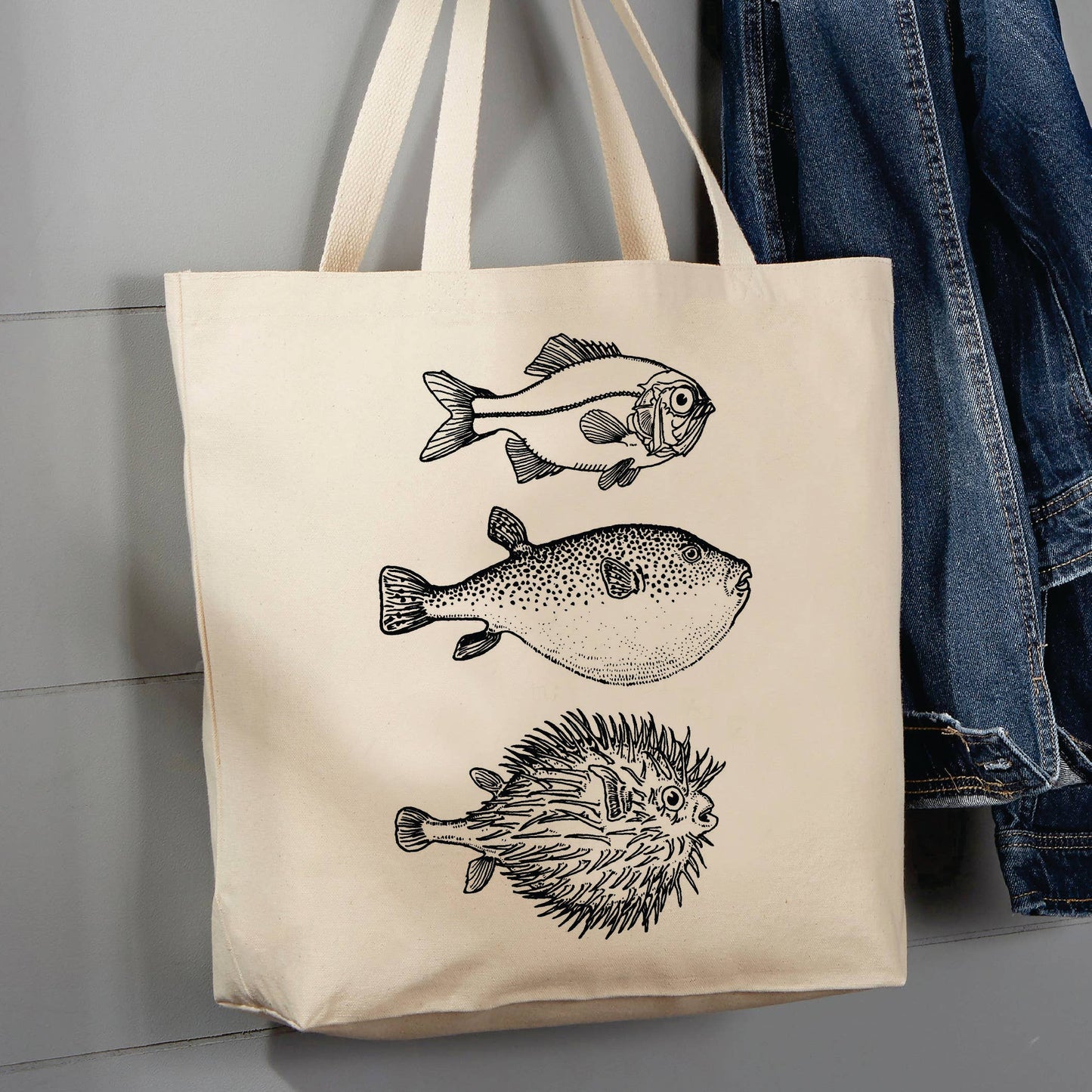 Victorian Fish, Ocean Creatures, 12 oz  Tote Bag