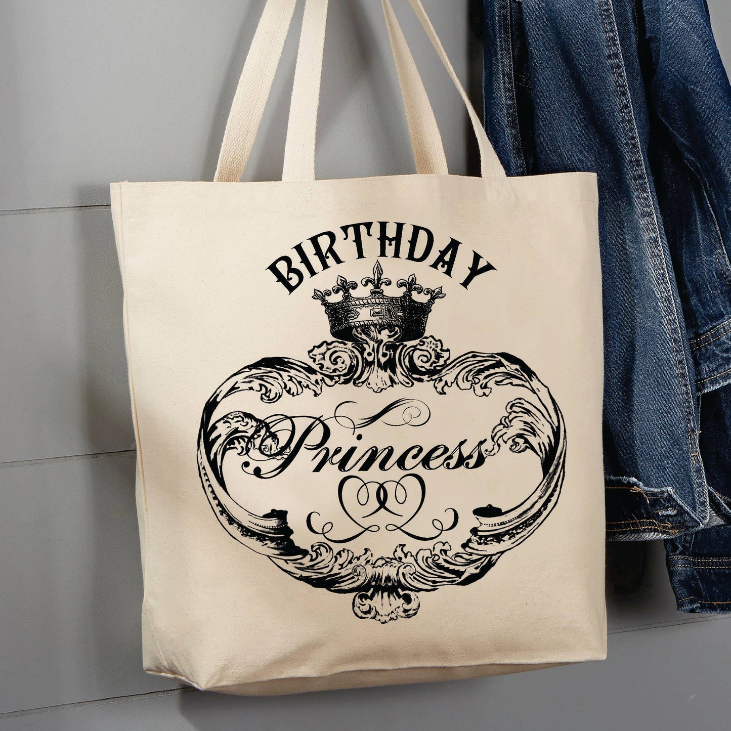 Birthday Princesses, Royal Crown,  12 oz  Tote Bag