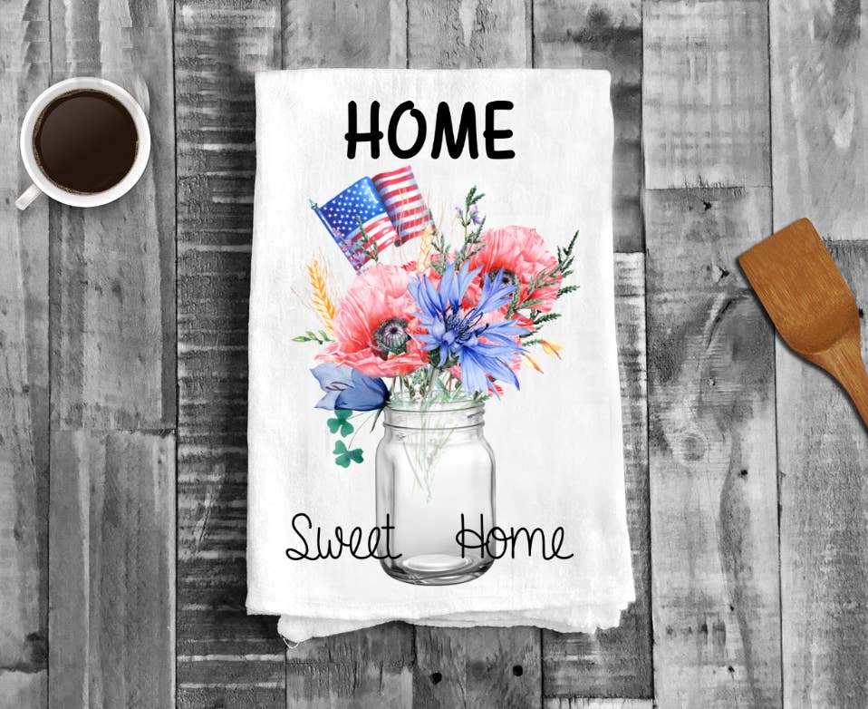 4th of July Patriotic Home Sweet Home Cotton Tea Towels