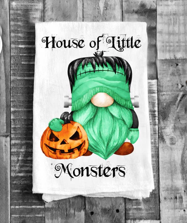 Gnome House of Monsters Halloween Cotton Tea Towel
