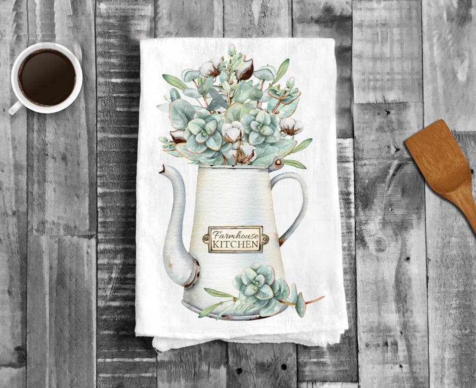 Eucalyputs tea Pot, Cotton Tea Towels
