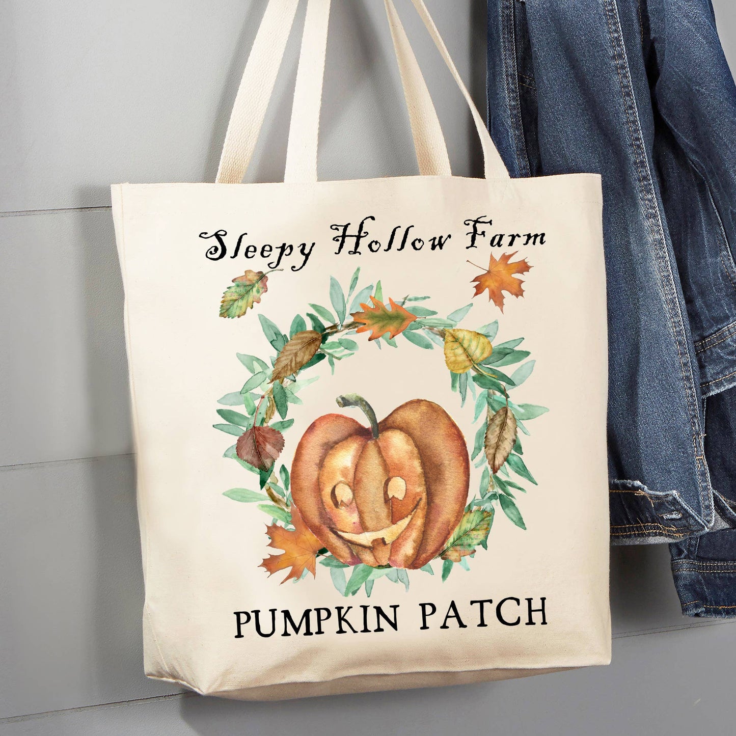 Sleepy Hollow Farm Pumpkin Halloween 12 oz Canas Tote Bag