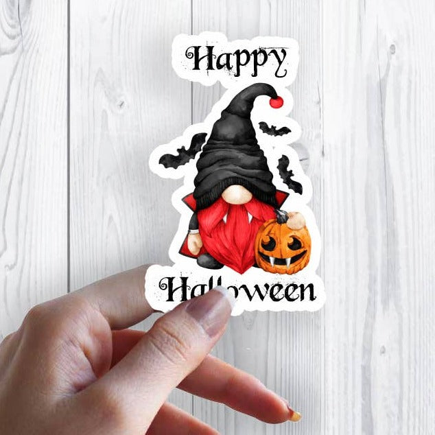 Gnome Dracula Happy Halloween Sticker