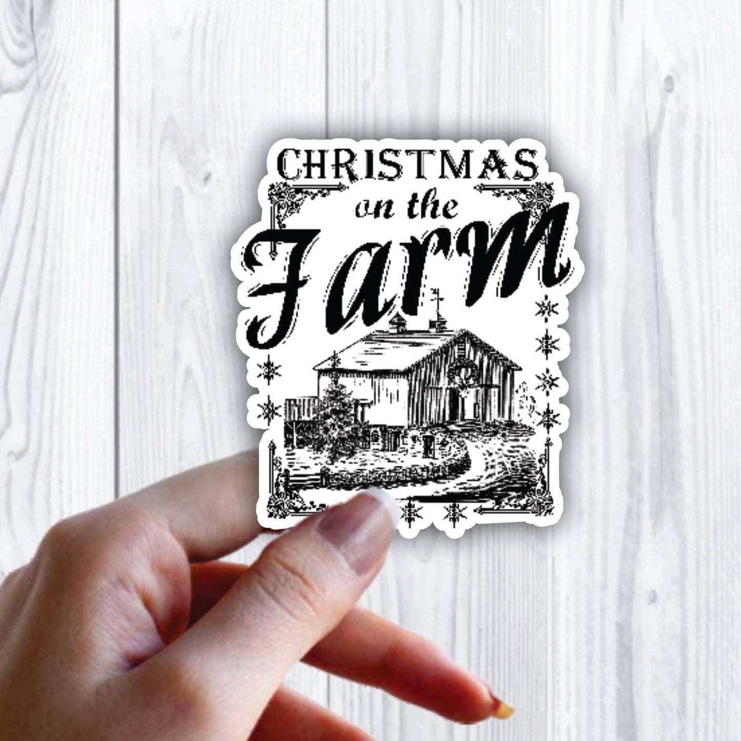 Christmas on the Farm Barn Sticker
