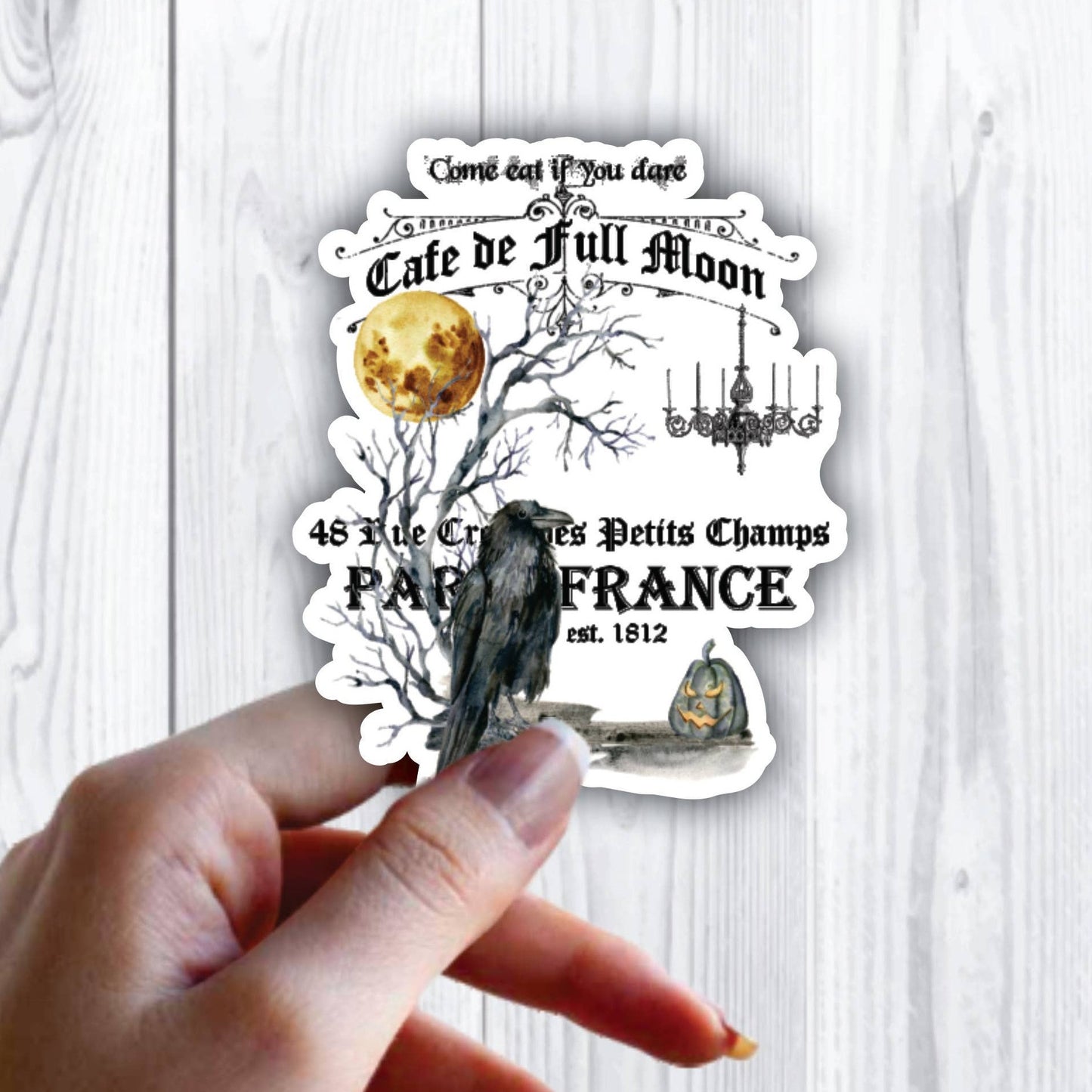 Cafe De Full Moon Paris Halloween Sticker