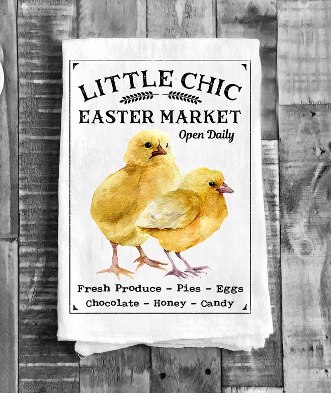 Easter Little Chicks Market Cotton Flour Sack Tea Towel