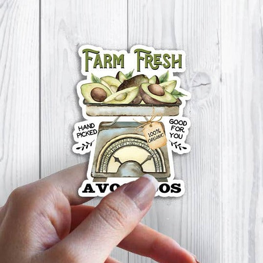Farm Fresh Avocados Organic Sticker Waterproof Vinyl