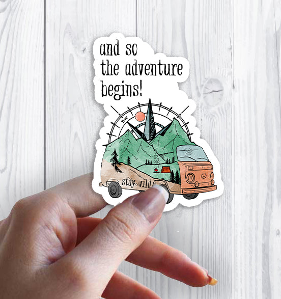 And So the Adventure Begins traveling camping hiking Sticker Decal