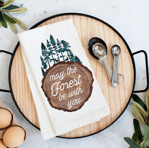 May The Forest be with you camping hiking Tea Towel