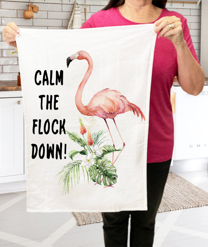 Pink Flamingo Calm The Flock Down Cotton Terry Towels Kitchen
