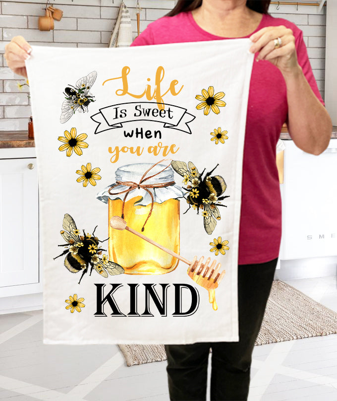 Vintage Bees Flowers Insect Kitchen Cotton Terry Towels