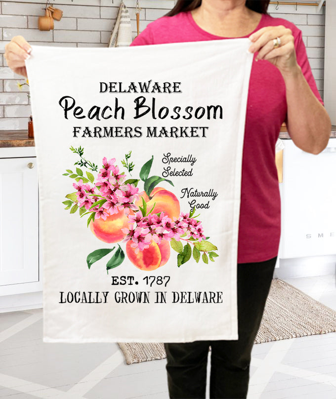 Delaware State Flower Peach Blossom Souvenir Cotton Terry Towel