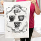 French Paris Tea Cups, Cotton Terry Towels