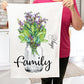 Family Flowers Mason Jar Sage, Cotton Terry Towels