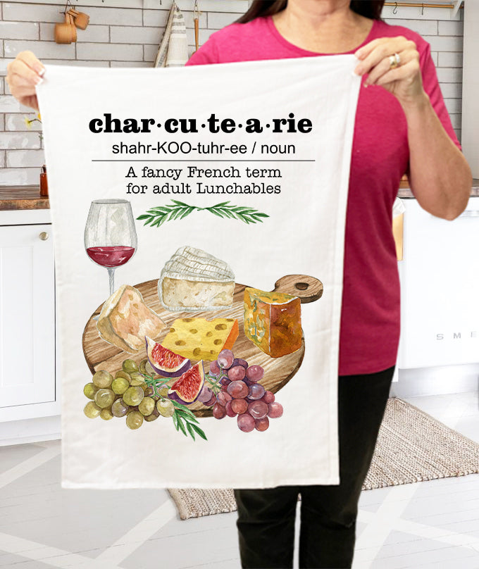 Charcutearie Board Cheese Wine Cotton Terry Towels