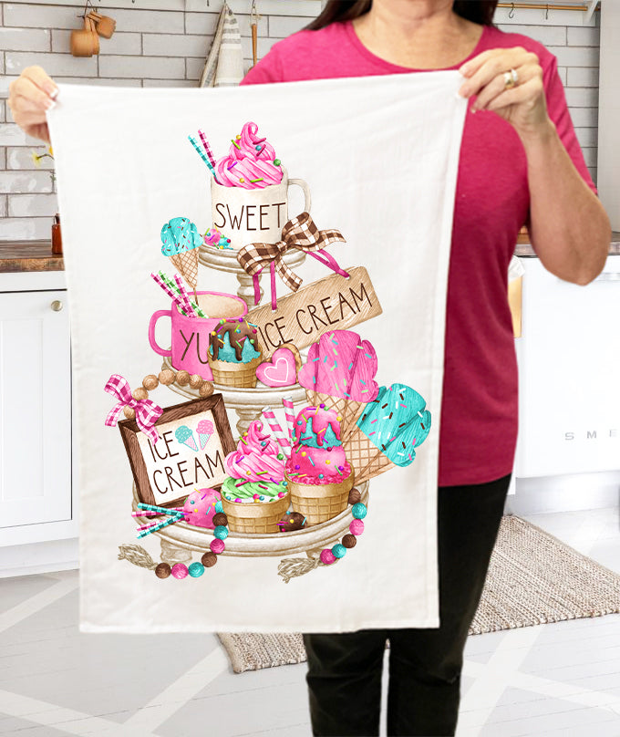 Ice Cream Sweet 3 Tier Tray Kitchen Cotton Terry Towels
