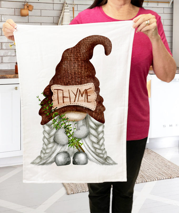 Gnome Herbs Thyme Kitchen Cotton Terry Towel